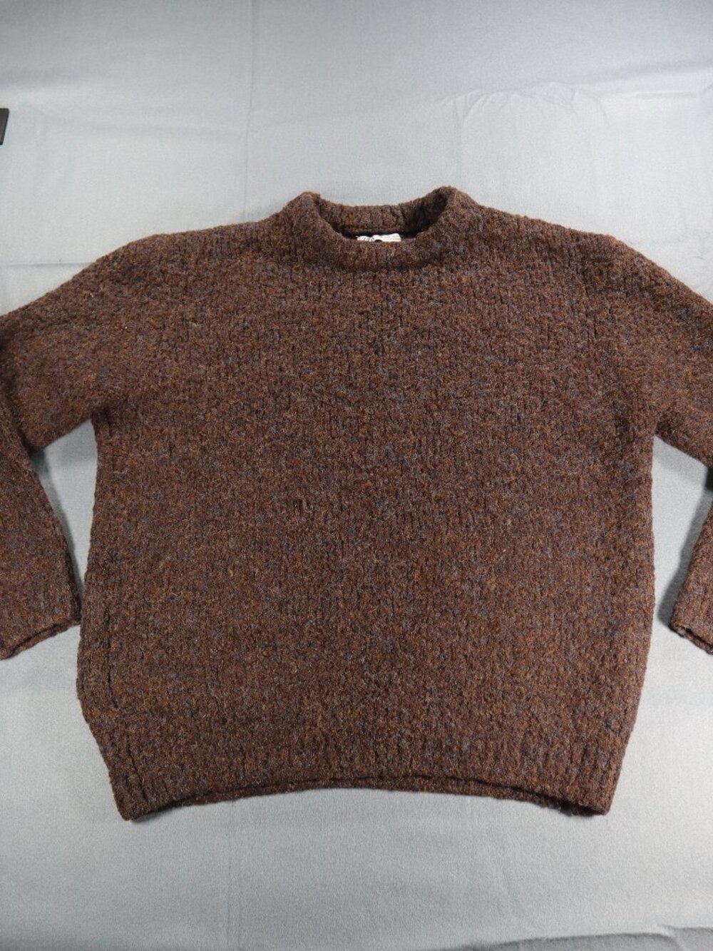 ZARA Sweater Men's Medium Pullover Brown Polyester Wool Blend Cozy Warm